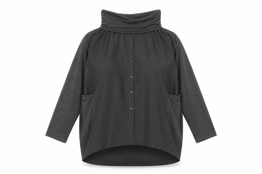 Dori Premiere Grey Cowl Neck Tunic for Women, M