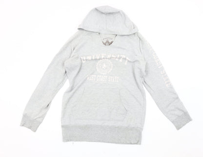 Additional front view of Genuine Grey unisex adults university pullover hoodie, size 18