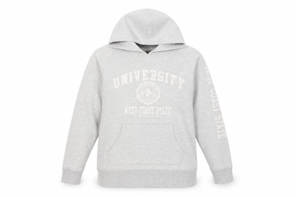 Genuine Grey Unisex Adults University Pullover Hoodie, Size 18