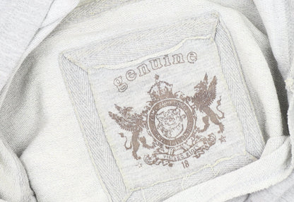 Close-up detail of Genuine Grey unisex adults university pullover hoodie, size 18