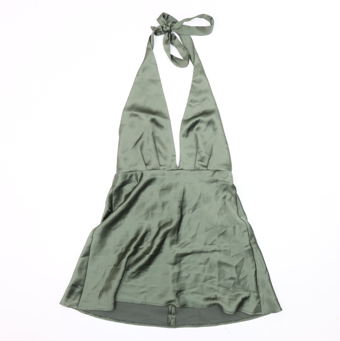 Zara Women's Green Slip Dress Size 12, Elegant Partywear