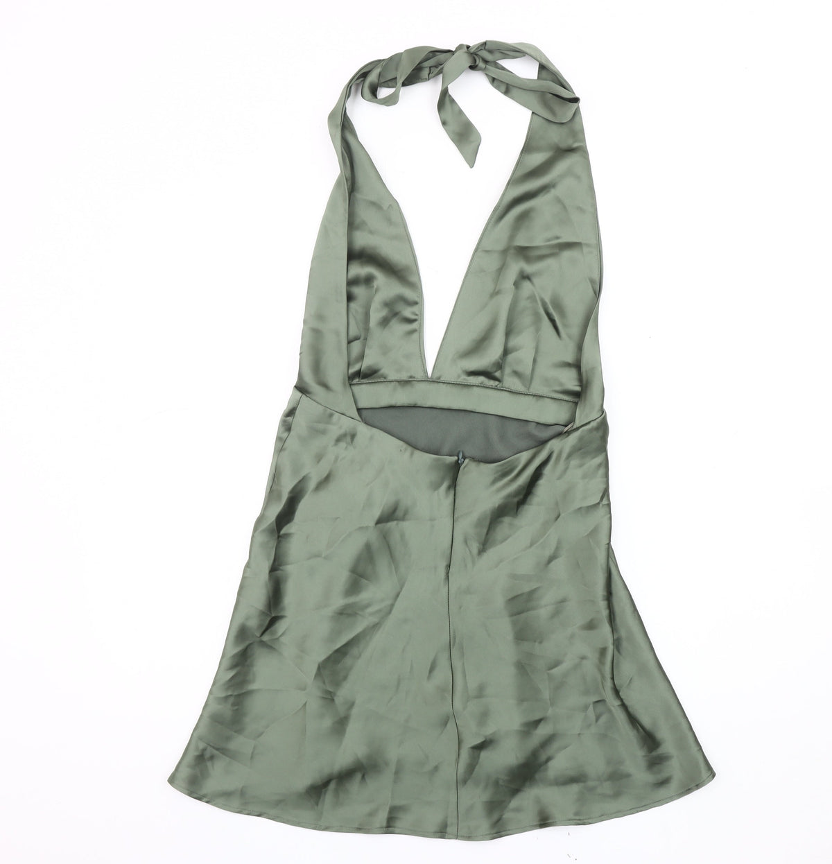 Zara Women's Green Slip Dress Size 12, Elegant Partywear