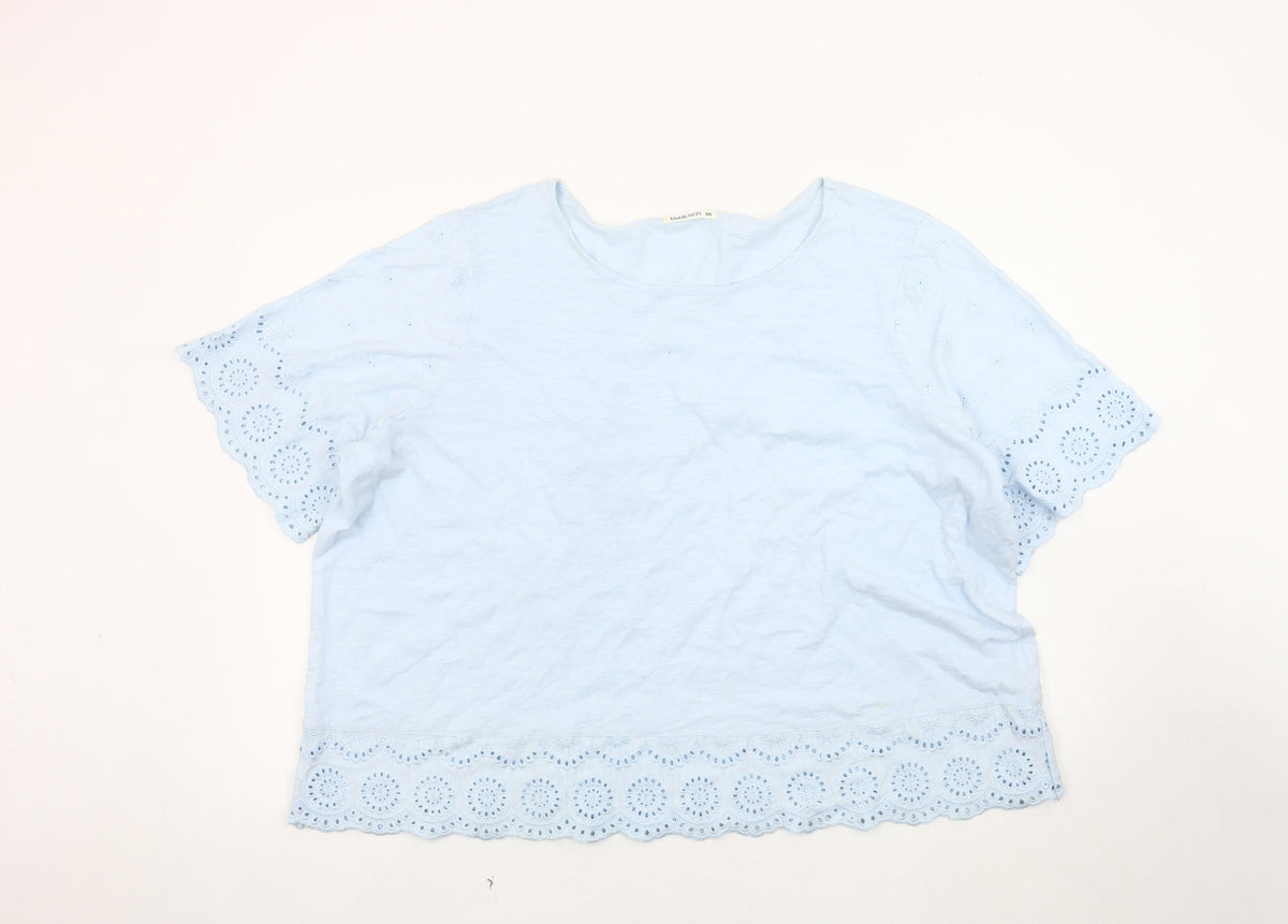 WoolOvers Women's Blue XL Flutter Sleeve T-Shirt