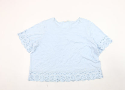 WoolOvers Women's Blue XL Flutter Sleeve T-Shirt