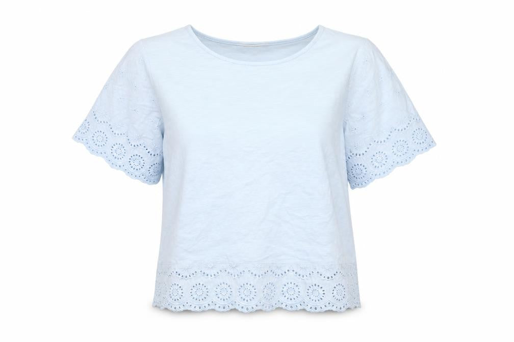 WoolOvers Women's Blue XL Flutter Sleeve T-Shirt