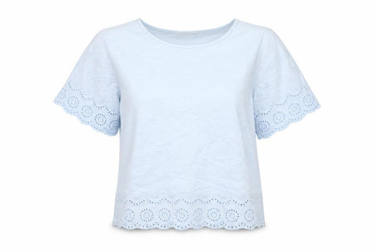 WoolOvers Women's Blue XL Flutter Sleeve T-Shirt