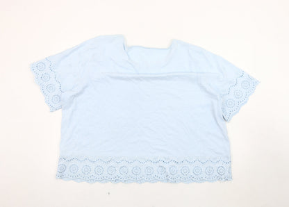 WoolOvers Women's Blue XL Flutter Sleeve T-Shirt