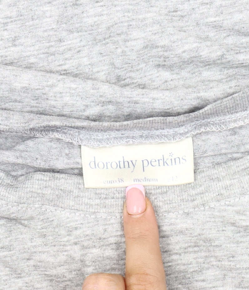 Dorothy Perkins Women's Grey T-Shirt, Size 10, Regular Fit