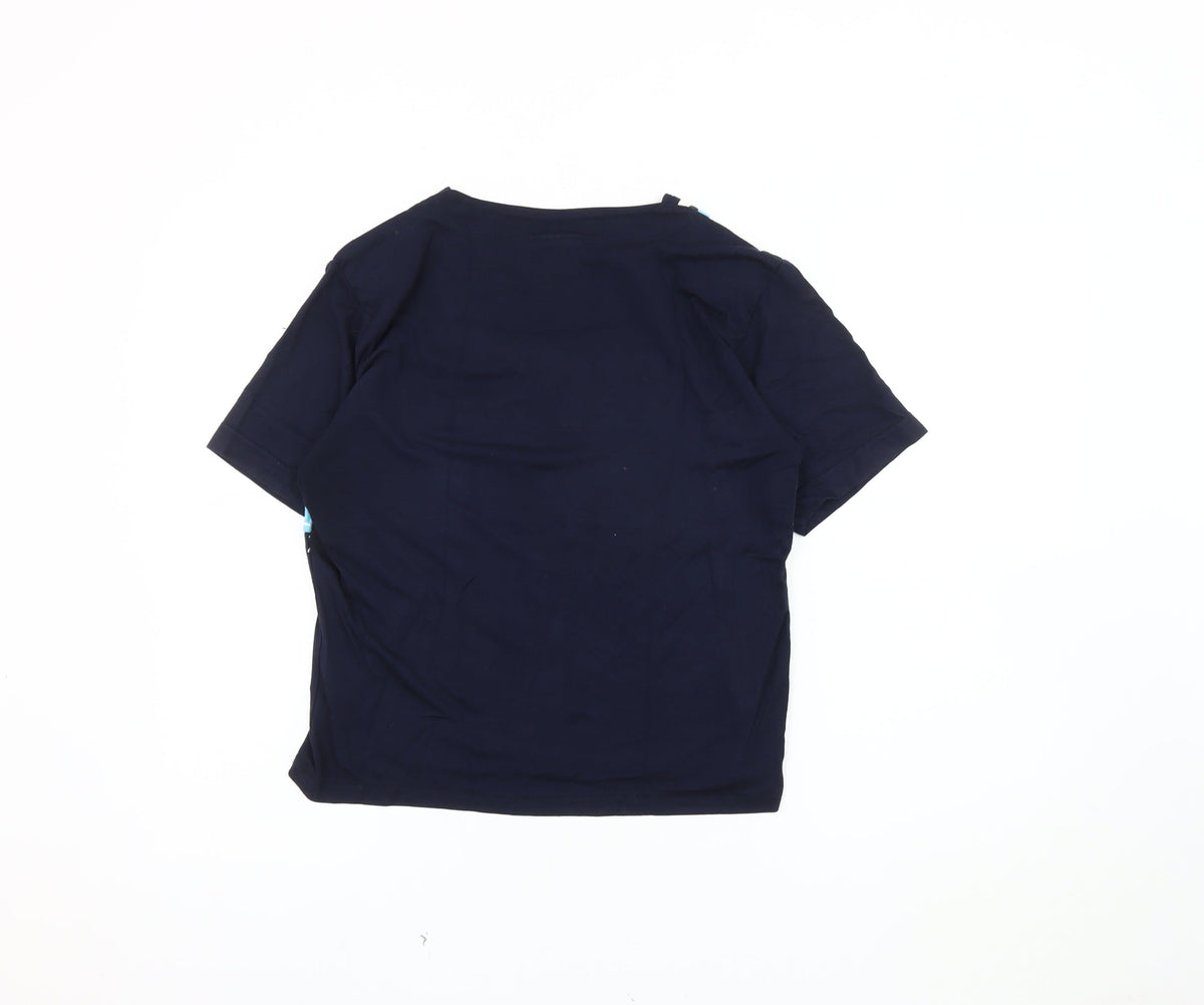 Roman Originals Women's Blue Geometric Ringer T-Shirt M