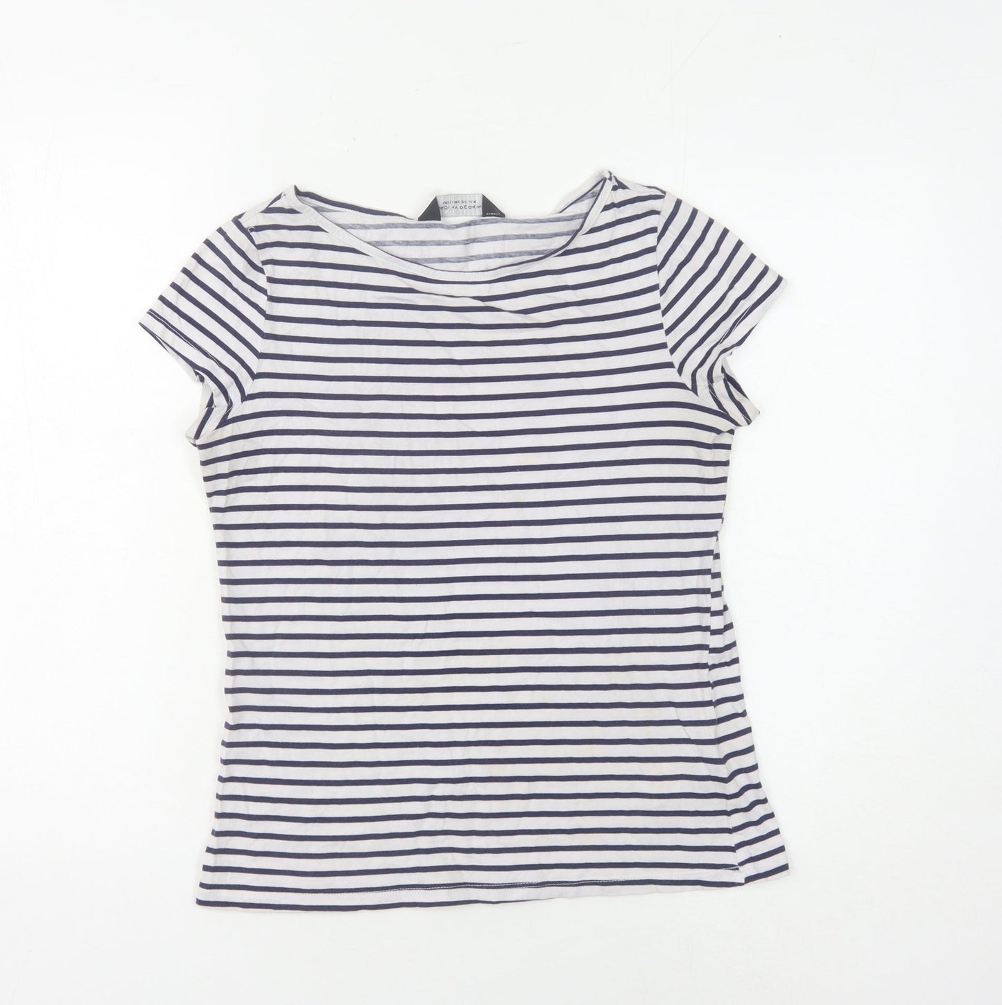 Dorothy Perkins Women's White Striped T-Shirt, Size 10