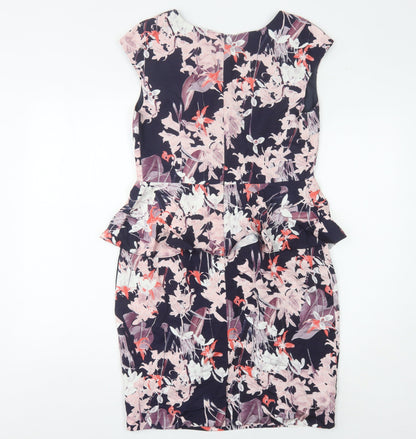 Next Women's Multicoloured Floral Sheath Dress Size 10