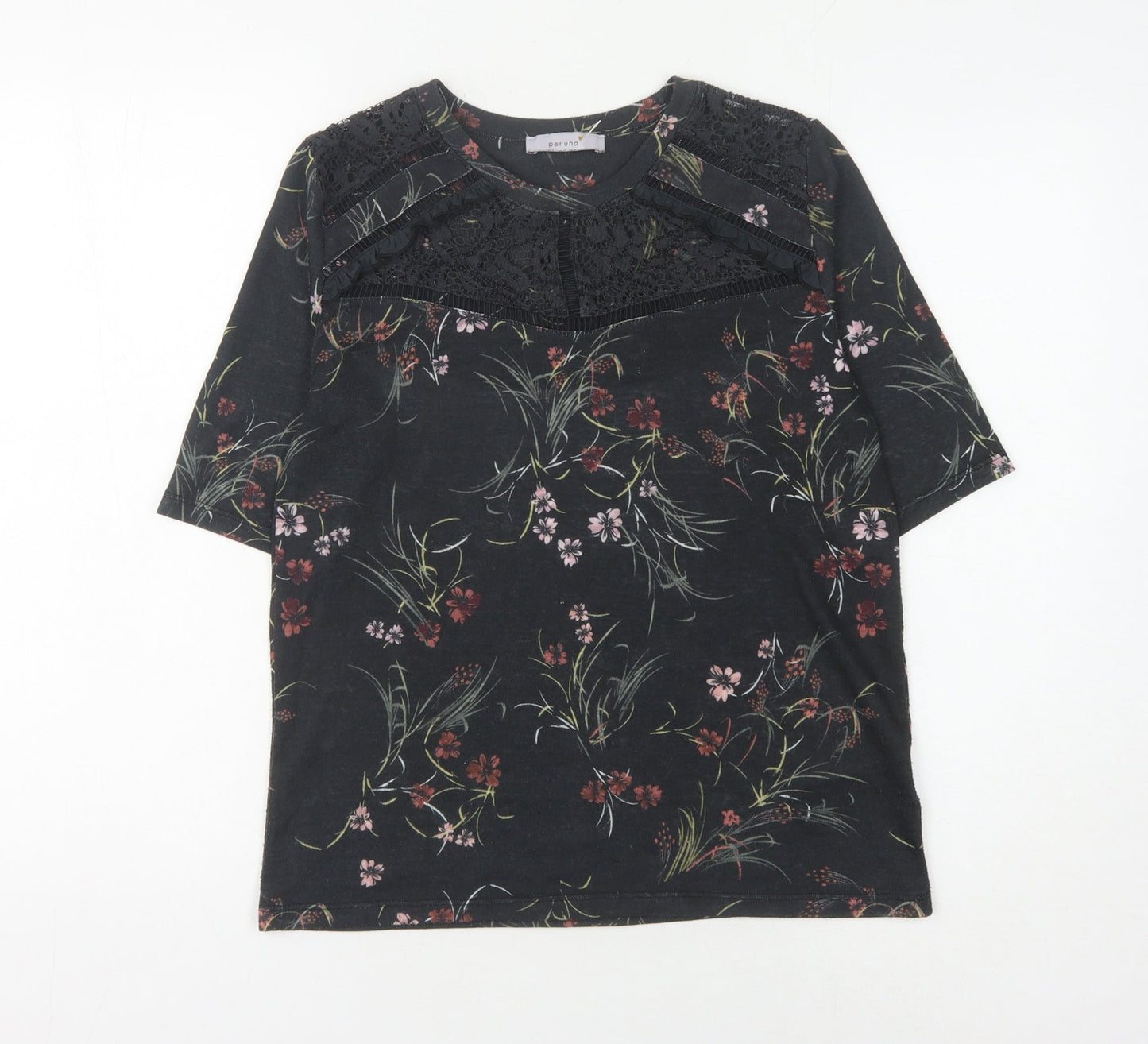 Marks & Spencer Women's Black Floral Lace Tunic Blouse Size 10