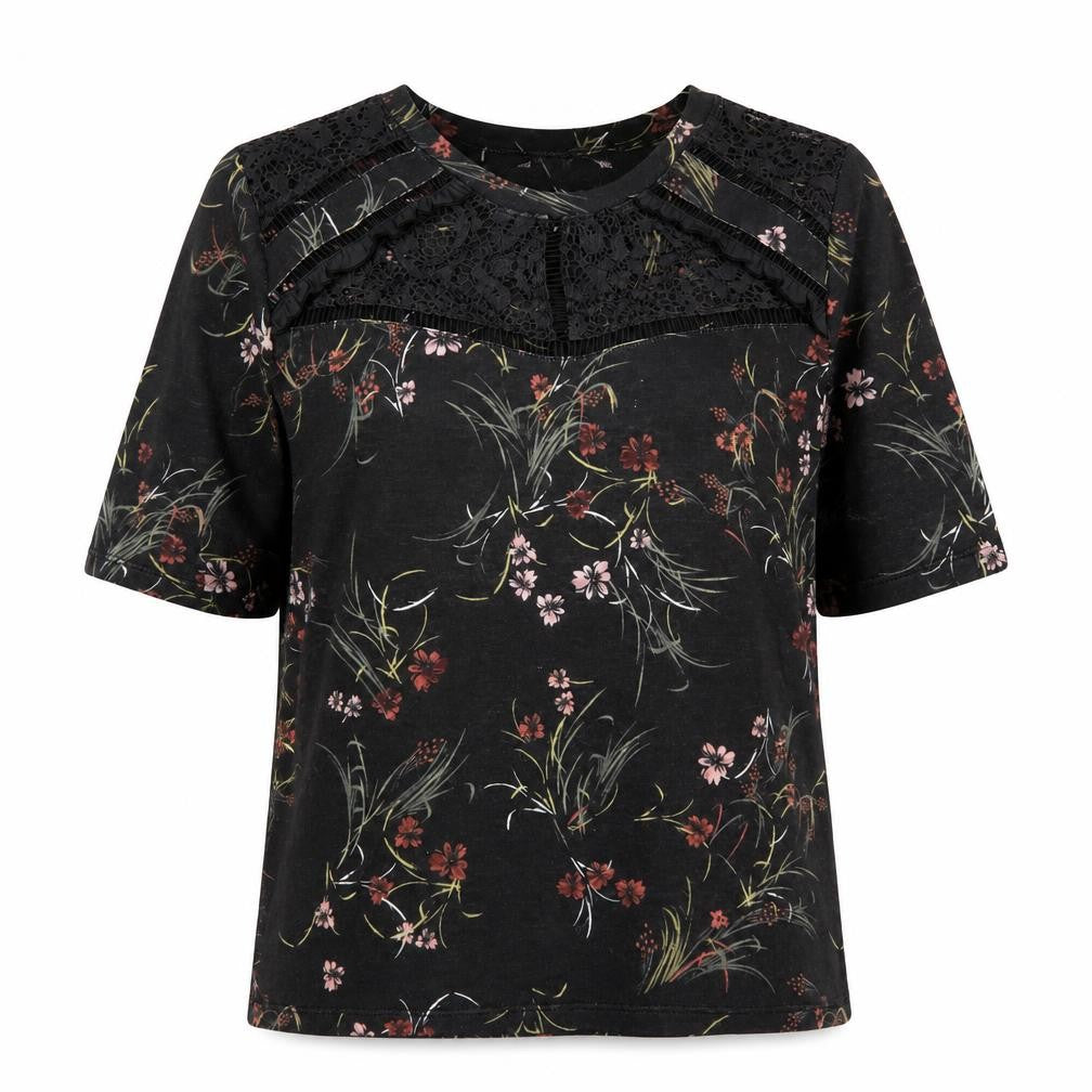 Marks & Spencer Women's Black Floral Lace Tunic Blouse Size 10