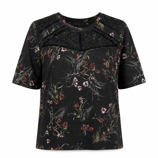 Marks & Spencer Women's Black Floral Lace Tunic Blouse Size 10