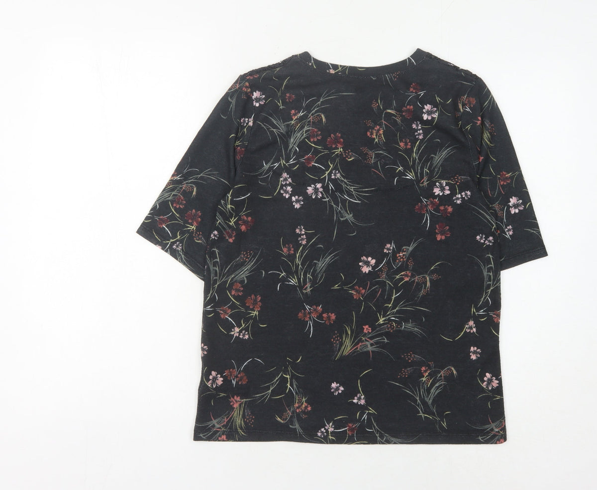 Marks & Spencer Women's Black Floral Lace Tunic Blouse Size 10