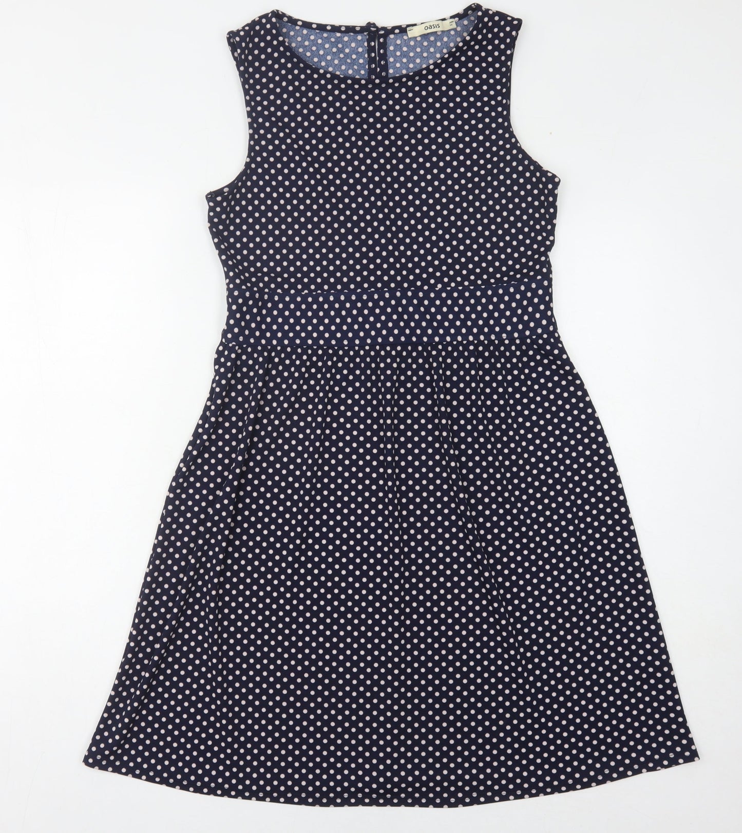 Oasis Blue Polka Dot A-Line Dress for Women - Size M