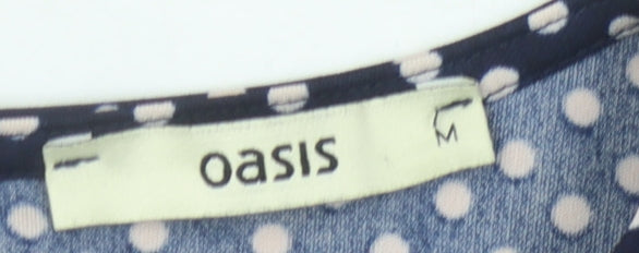 Oasis Blue Polka Dot A-Line Dress for Women - Size M