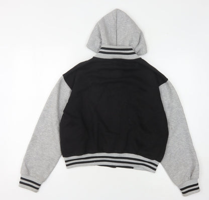 Back view of A2Z 4-Kids boys’ varsity jacket, black/grey, 13 years, hooded