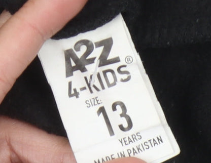 Close-up detail of A2Z 4-Kids boys’ varsity jacket, black/grey, 13 years, hooded