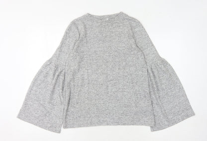 Zara Trafaluc Women's Grey Flared Sleeve Jumper Size S