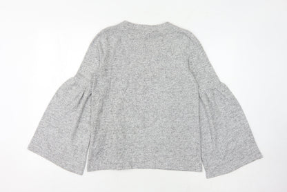 Zara Trafaluc Women's Grey Flared Sleeve Jumper Size S