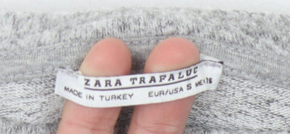 Zara Trafaluc Women's Grey Flared Sleeve Jumper Size S