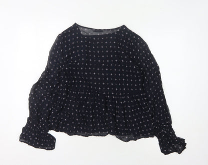 Mango Women's Black Geometric Tunic Blouse