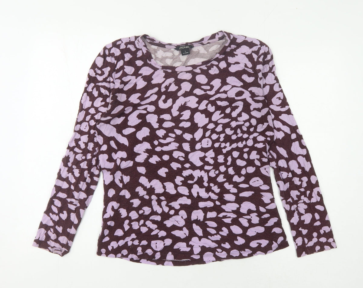 Monki Women's Purple Animal Print Long Sleeve T-Shirt