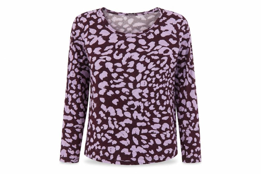 Monki Women's Purple Animal Print Long Sleeve T-Shirt