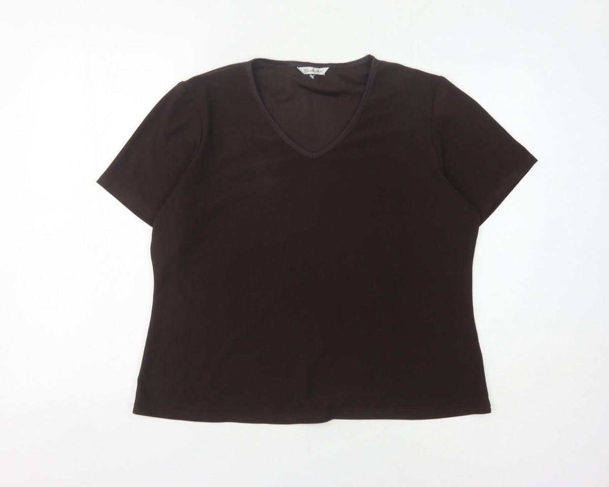 Berkertex Women's Brown V-Neck T-Shirt, Size 18