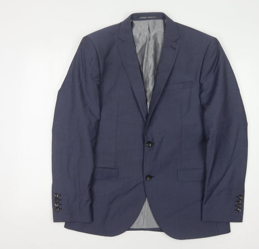 Next Men's Blue Wool Blazer, Size 40, Regular Fit