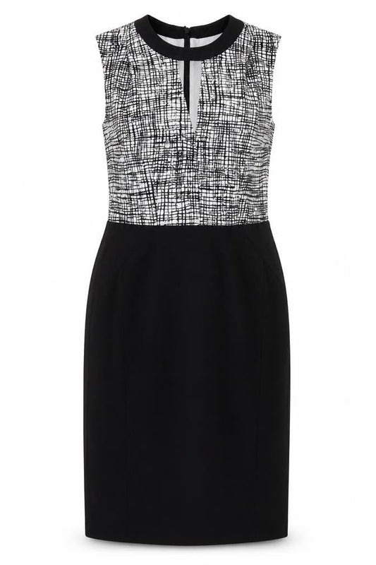 Oasis Women's Black Geometric Shift Dress, Size 8, Sleek & Stylish
