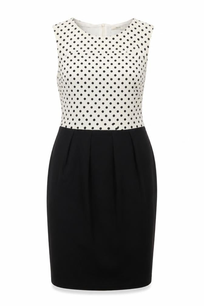 Oasis Women's Black & Ivory Polka Dot Dress, Size 8
