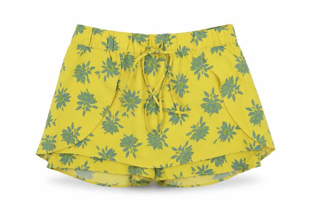 Zara Women's Yellow Floral Wrap Shorts XS