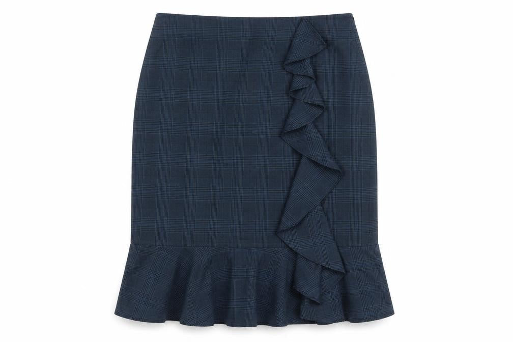 Marks & Spencer Women's Blue Check Pencil Skirt Size 16