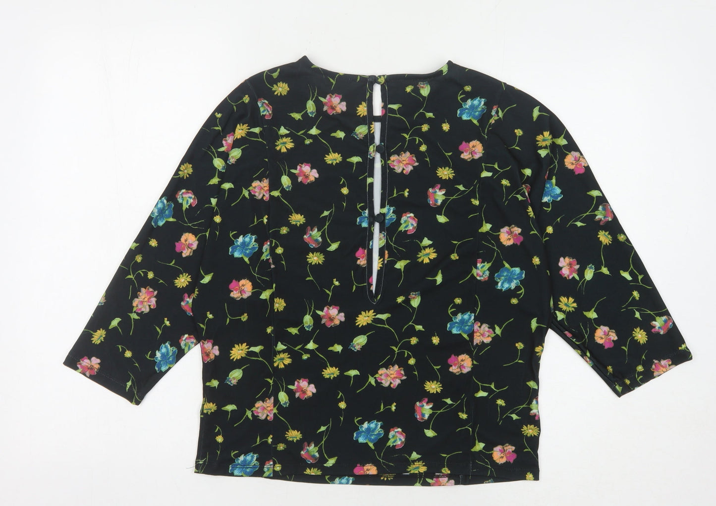 Oasis Women's Black Floral Blouse M