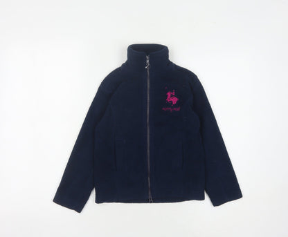Additional front view of Harry Hall girls’ blue fleece jacket 4-5 years zip casual