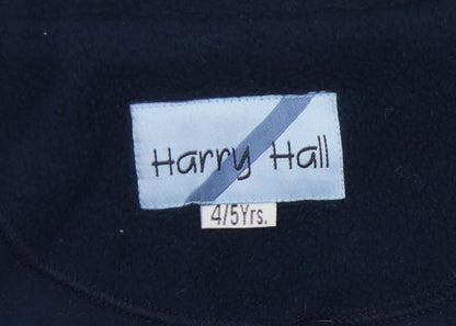 Close-up detail of Harry Hall girls’ blue fleece jacket 4-5 years zip casual