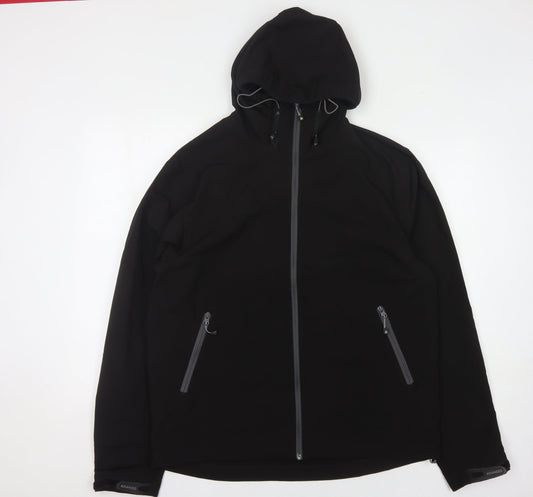 Acode Men's Black Basic Jacket L Hooded Zipped Pockets
