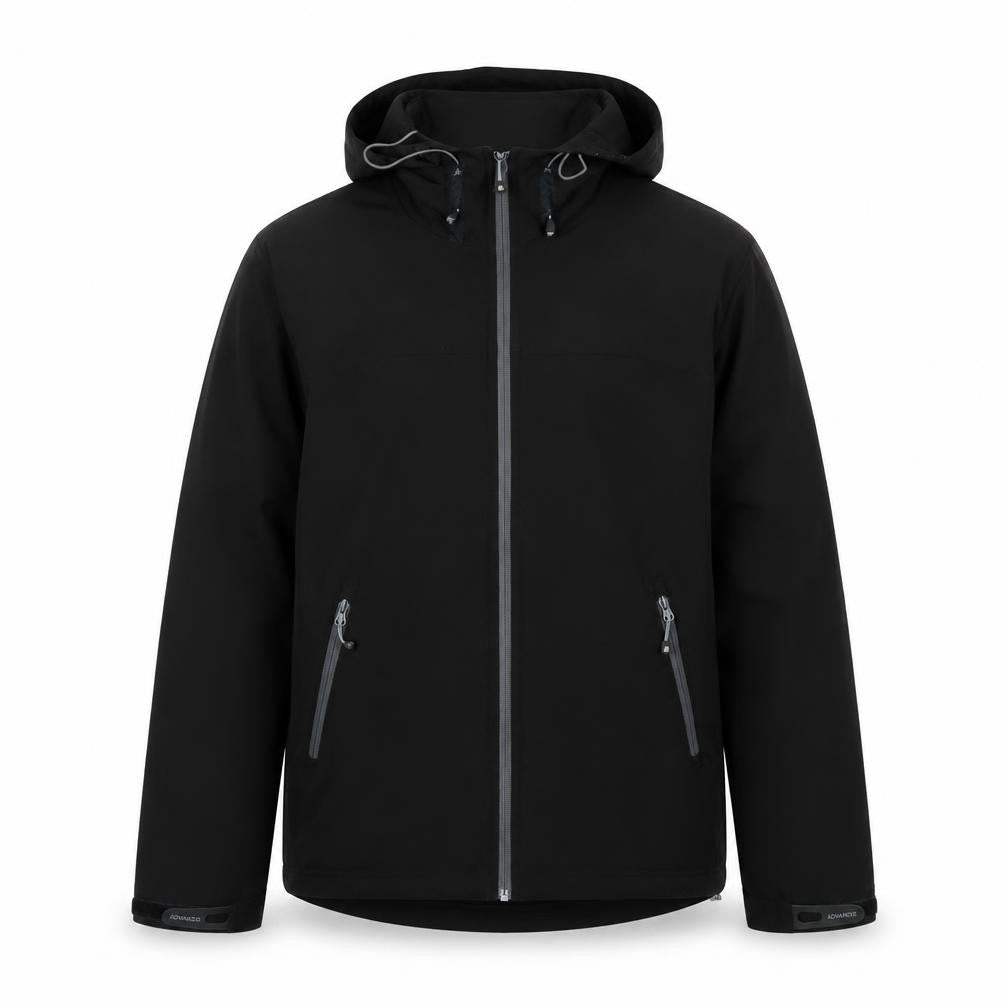 Acode Men's Black Basic Jacket L Hooded Zipped Pockets