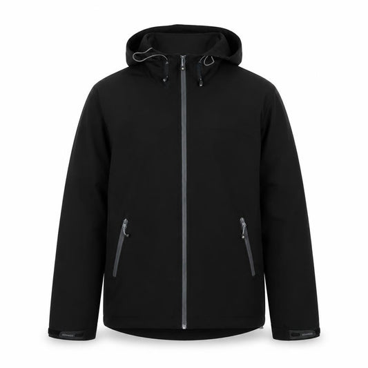 Acode Men's Black Basic Jacket L Hooded Zipped Pockets