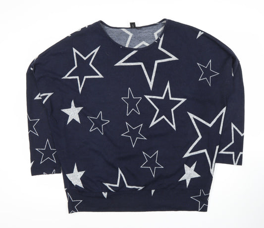 Izabel London Women's Blue Star Dolman Sleeve Top XL