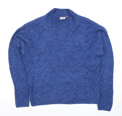 Additional front view of ICHI Women's Blue Mock Neck jumper, size M