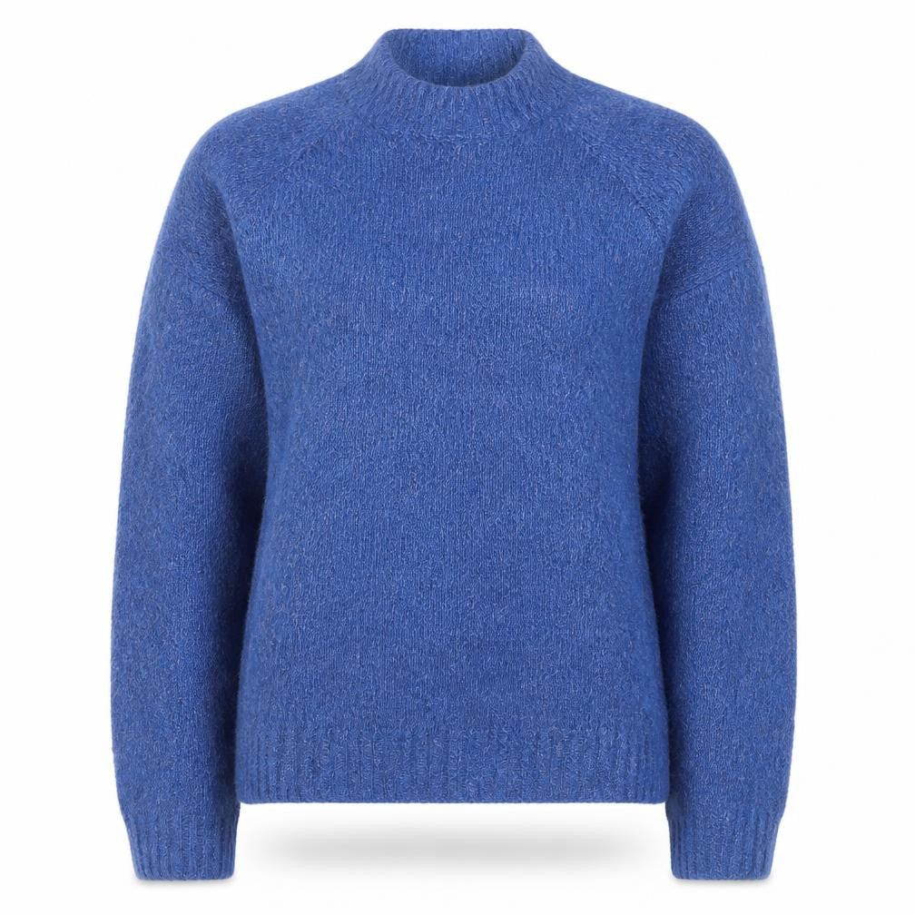 ICHI Women's Blue Mock Neck Pullover Jumper Size M
