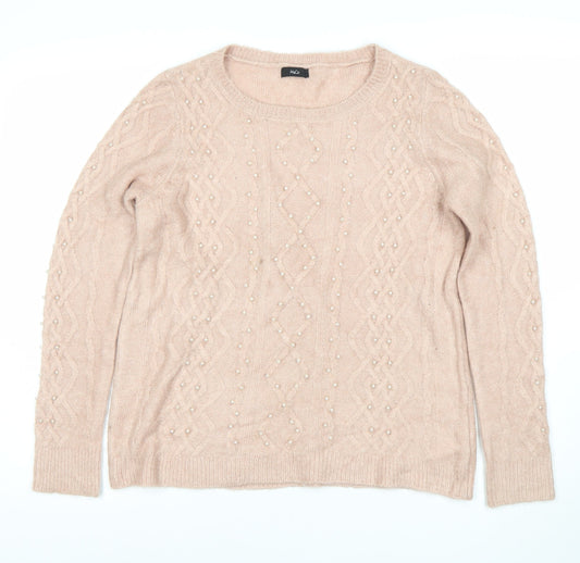M&Co Women’s Pink Cable-Knit Pullover Jumper, Size 12