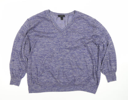 Additional front view of J.Crew Women's Blue V-Neck jumper, size L