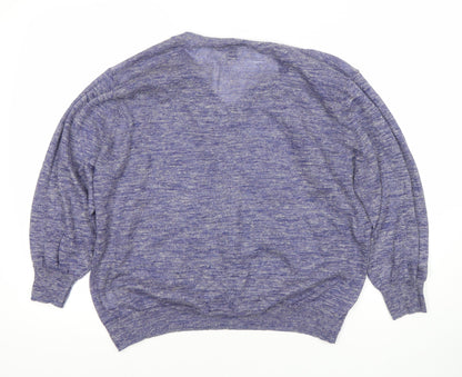 Back view of J.Crew Women's Blue V-Neck jumper, size L