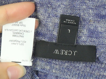 Close-up detail of J.Crew Women's Blue V-Neck jumper, size L