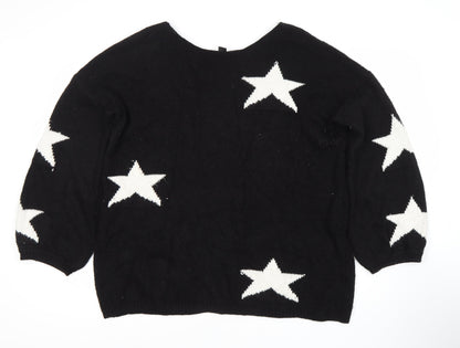 Additional front view of Izabel London Women's Black Star Jumper, size 14