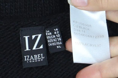 Close-up detail of Izabel London Women's Black Star Jumper, size 14